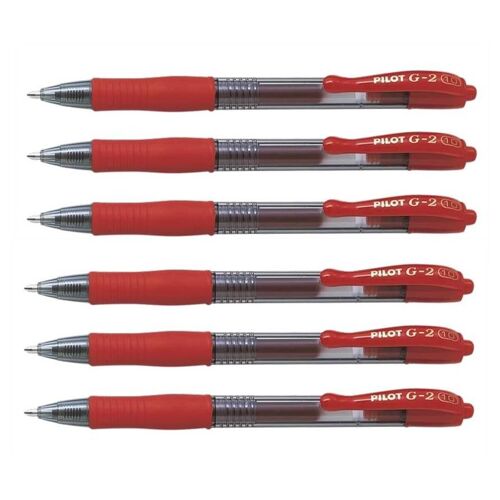 Pilot Lot De 6 Stylos Roller À Encre Gel G-2 10 Pointe Large 1mm Rouge