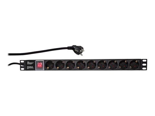 LogiLink - Unité de distribution secteur (rack-montable) - CA 250 V - 3500 Watt - entrée : power CEE 7/7 - connecteurs de sortie : 9 (alimentation) - 1U - 19" - noir, RAL 9005