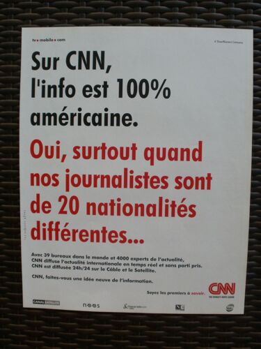 Publicité Ancienne (Janvier 1984) Pour La Chaîne De Télévision (Tv) Information (Info) Américaine "Cnn"