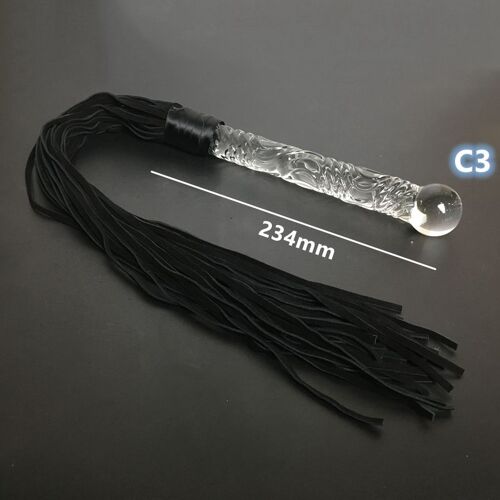 Gode En Cristal En Cuir Véritable, Fouet De Pénis En Verre Flogger, Perle Anale Point G, Outils En Cuir, Contraintes Bsie M, Jeux Sexuels Pour Adultes