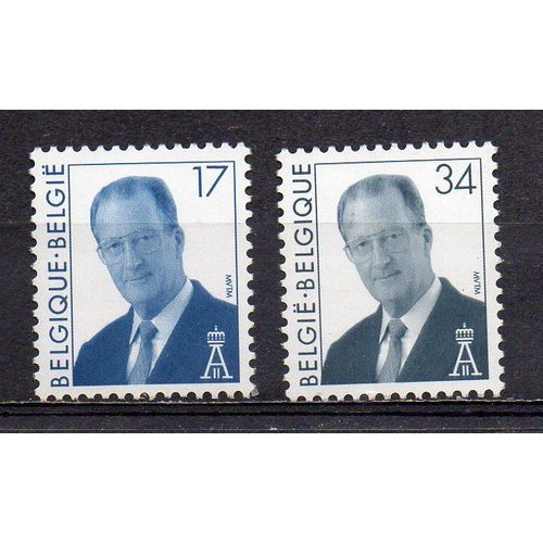 Belgique- Lot De 2 Timbres Neufs- Roi Albert Ii- Faciale 17 Et 34