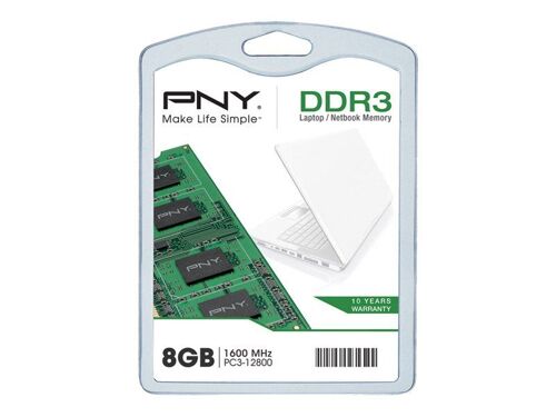 PNY Premium - DDR3 - module - 8 Go - SO DIMM 204 broches - 1600 MHz / PC3-12800 - CL11 - 1.5 V - mémoire sans tampon - non ECC