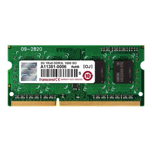 Transcend - DDR3L - module - 2 Go - SO DIMM 204 broches - 1600 MHz / PC3L-12800 - CL11 - 1.35 V - mémoire sans tampon - non ECC - pour HP ZBook 14, 15, 17; Lenovo ThinkCentre M73; ThinkPad L440;...