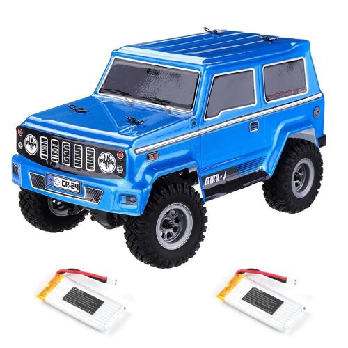 1/24 Mini Rc Car Crawler Avec Deux Batteries 4wd 2.4g Etanche Modèle De Vehicule Rc Rtr Pour Enfants Et Adultes,Bleu Clair