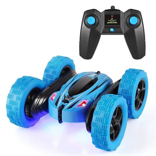 2.4g 4wd Double Face Stunt Rc Car 360 Rotation W / Led Light Toy