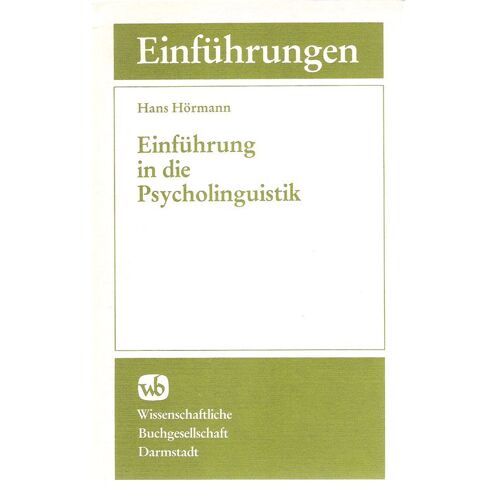 Einführung In Die Psycholinguistik