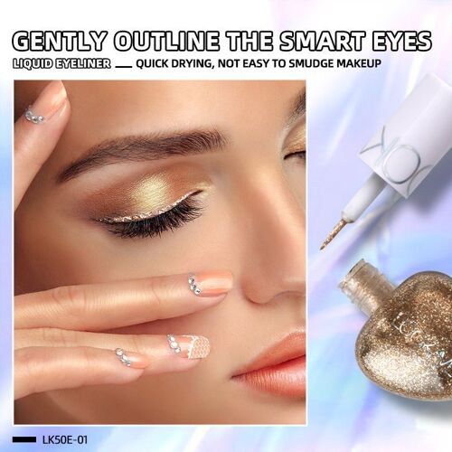 Eyeliner Liquide En Forme De Coeur Pour Femmes, 5 Couleurs Scintillantes, Argent, Noir, Or 