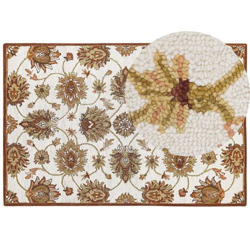 Tapis De Laine Beige Et Marron 160 X 130 Cm Ezine