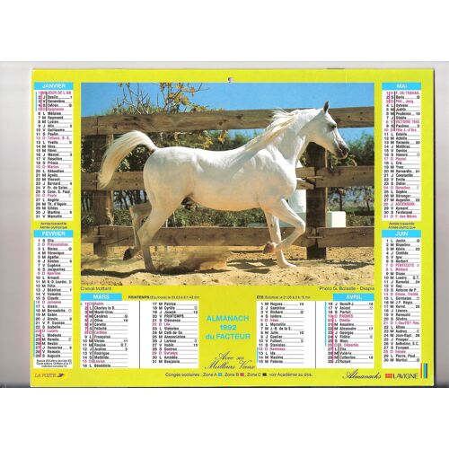 Calendrier Du Facteur De 1992