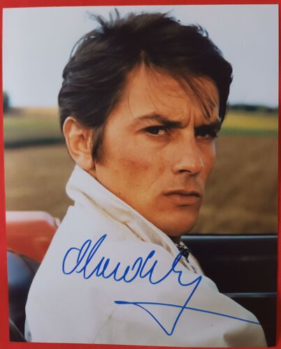 Autographe Original Sur Photo 25x20 Acteur Alain Delon + Coa
