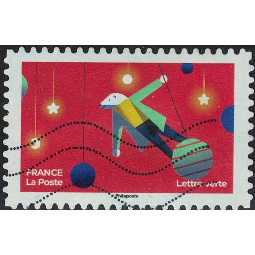 France 2022 Oblitéré Used Carnet Féérique Ours Sur Boule Noël Gestuelle Humaine