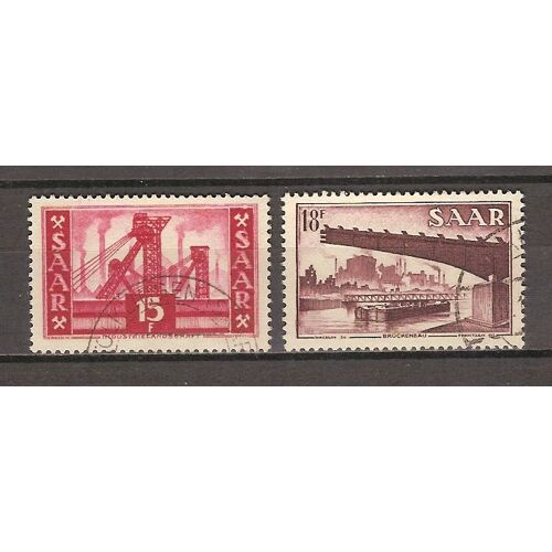 Allemagne, Sarre, 1954-1955, Types De 1952-1953, Paire N°337 + 338, Oblitérés.