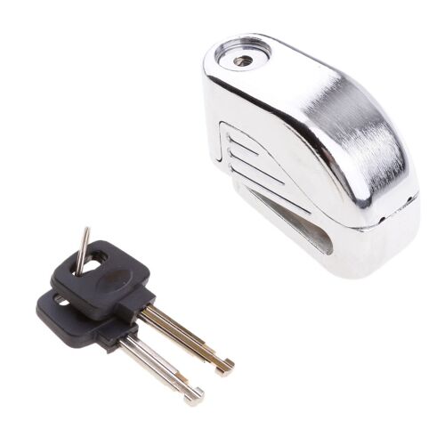 Antivol Moto Bloque Disque Alarme Serrure Sécurité Avec Clé Moto Scooter Vélo Argent