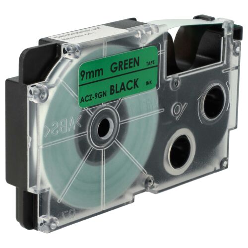 vhbw Ruban compatible avec Casio KL-P1000, KL-HD1 imprimante d'étiquettes 8m x 9mm Noir sur Vert