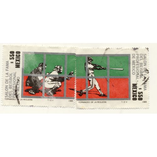 Timbre Mexique, Salon De La Fama Del Beisbol Profesional De Mexico, $ 550 Mexico, Pblitéré (2 Timbres)