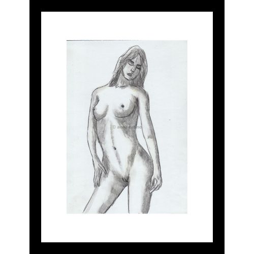 Dessin Erotique Original - Anna Satine - 201107 - Nu Féminin - 20x30cm
