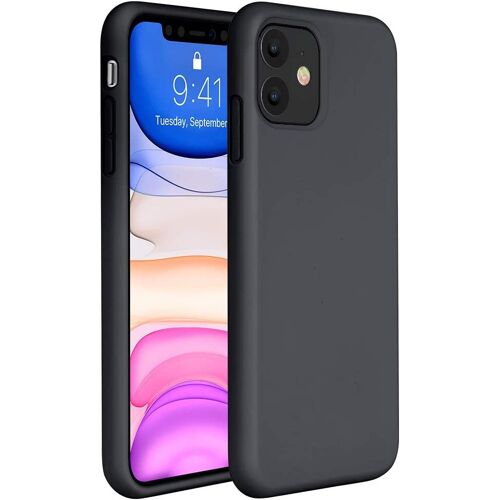 Coque en silicone compatible avec iPhone 11 6,1 pouces (2019), protection complète du corps en caoutchouc gel antichoc, coque de protection contre les chutes noir froid