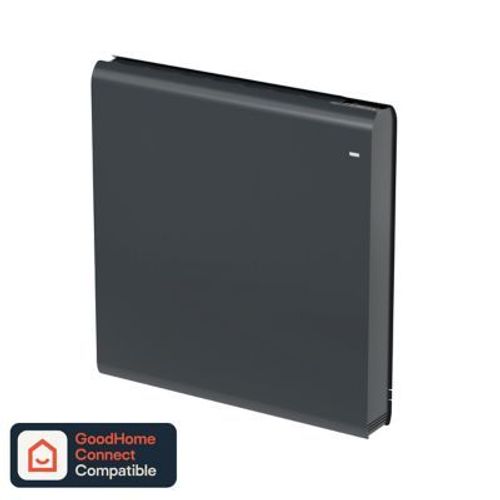 Radiateur connecté électrique à inertie fluide GoodHome Iriya anthracite 1000W horizontal