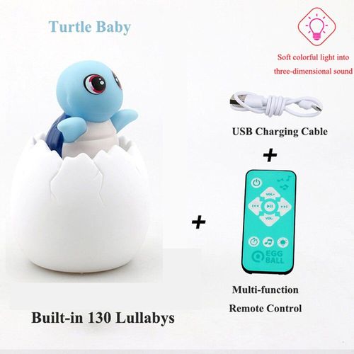 Multi-Forme Creative Simulation Oeuf De Dinosaure Veilleuse Capteur Pats Musique Coloree Lampe De Table Bebe Aide Au Sommeil Enfants Jouet Lumineux, Tortue