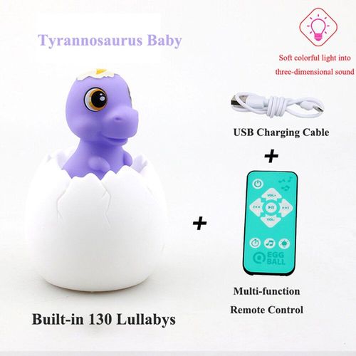 Multi-Forme Creative Simulation Oeuf De Dinosaure Veilleuse Capteur Pats Musique Coloree Lampe De Table Bebe Aide Au Sommeil Enfants Jouet Lumineux,Tyrannosaure