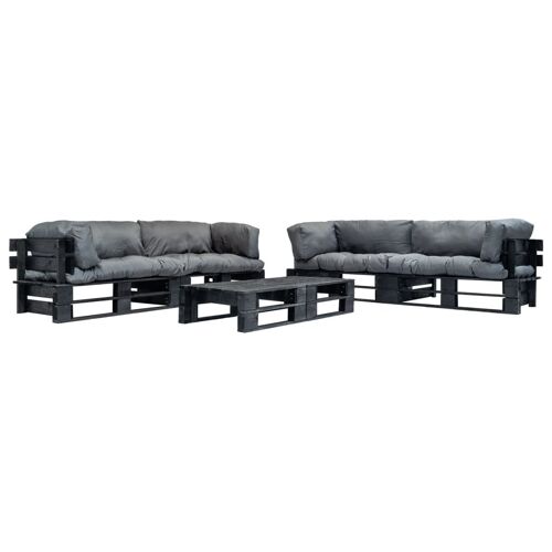 Vidaxl Canap¿¿S De Jardin Palette 6 Pcs Avec Coussins Gris Bois