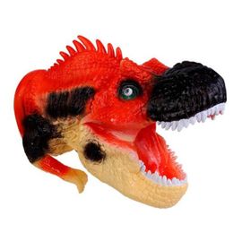 Dinosaure Marionnette A Main Realiste Musee Details Jurassic Play Moule Sous Pression Modèle Decor Jouets Collection, Orange Rouge