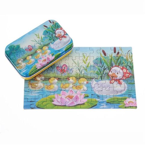 60 Pièces Bricolage Puzzle Canard Conte De Fees Dessin Anime 3d Puzzle Avec Boite En Fer Blanc Enfants Enfants Cadeau Educatif Collection Jouet