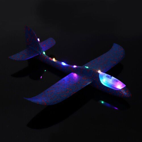 48cm 19""Lancement A La Main Lancer Avion Avion Diy Inertial Epp Avion Jouet Avec Lumière Led,Bleu
