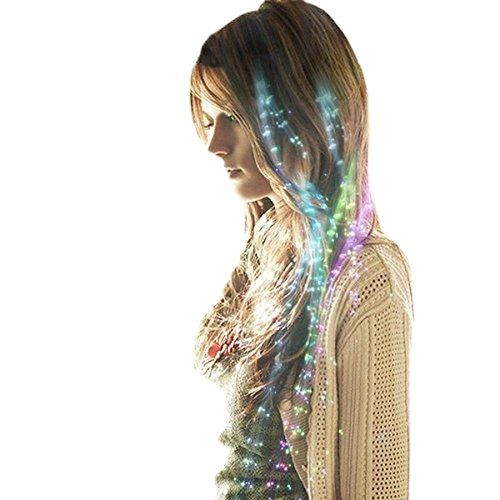 4pcs Flash Led Tresse De Cheveux 40cm Decoration Jouets Barrette D'extension De Fibre De Fête De No?L