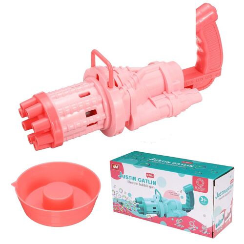 Machine A Bulles Electrique Multicolore 2 En 1 Et Mini Ventilateur, Jouet De Sortie A 8 Trous Pour Enfants, Cadeau De Jeu, Rose