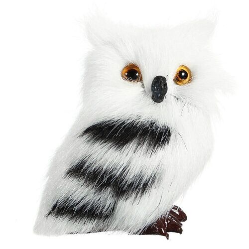 2 Pcs Hibou Blanc Noir Furry Ornement De No?L Decoration Jouets Parure Simulation