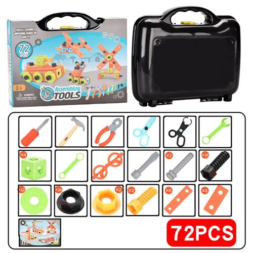 13/72pcs Puzzle 3d Diy Asassembly Blocs De Vissage Kit D'outils De Reparation Jouet Educatif Pour Enfants Cadeau, 72pcs