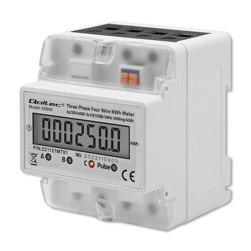 Qoltec 50900 Three Phase Electronic Energy Consumption Meter | 400v |