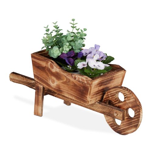 Relaxdays Brouette Pour Plantes Jardin Diable De Décoration En Bois Brouette À Fleurs.