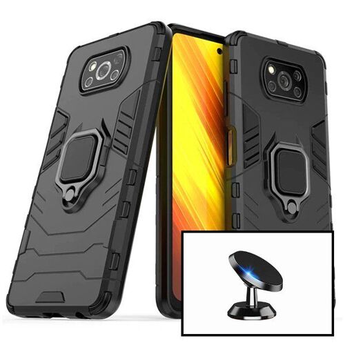 Kit Support Magnétique De Voiture + Coque 3x1 Military Defender Pour Xiaomi Poco X3 Nfc