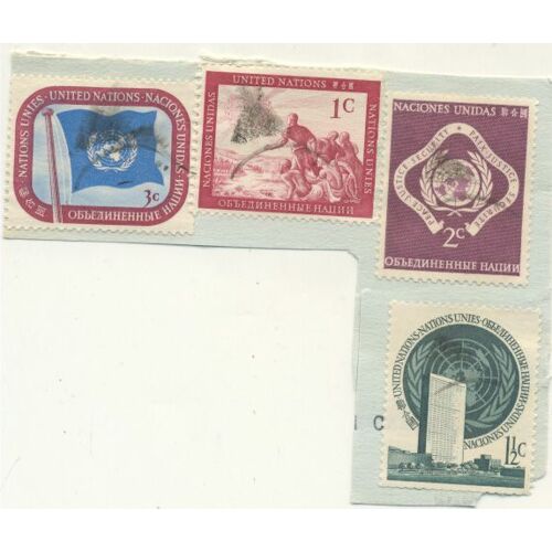 Timbre O N U, Valeur 1c, 1,5c, 2c, 3c Oblitéré (4 Timbres)