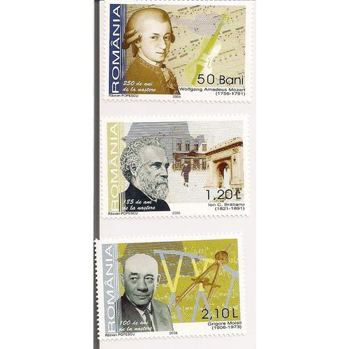 Roumanie-Lot De 3 Timbres Neufs- Célébrités
