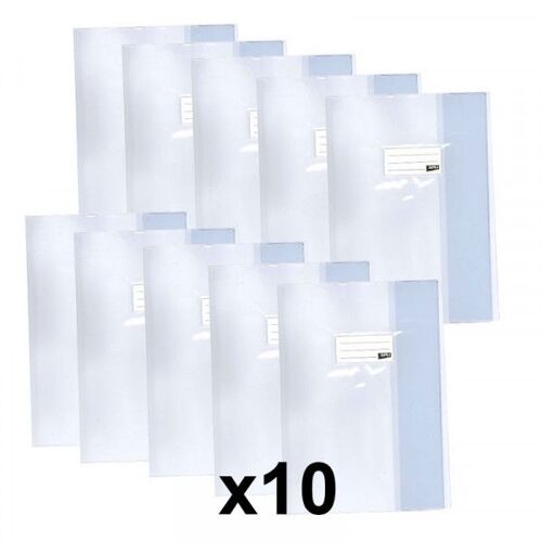 Lot De 10 Protège-Cahiers 24 X 32 Cm Grand Cahier Plastique Transparent Apli