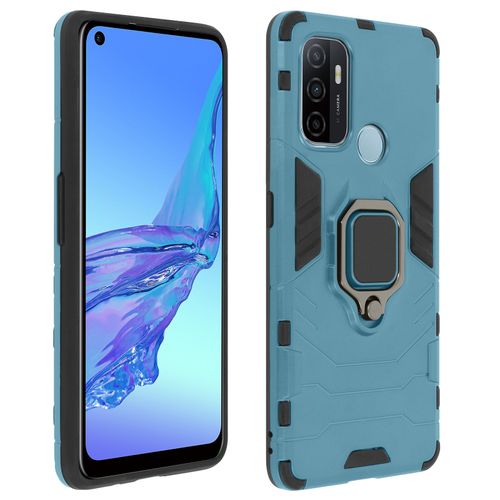Coque Oppo A53 / A53s Hybride Antichoc Bague Métallique Support Vidéo bleu