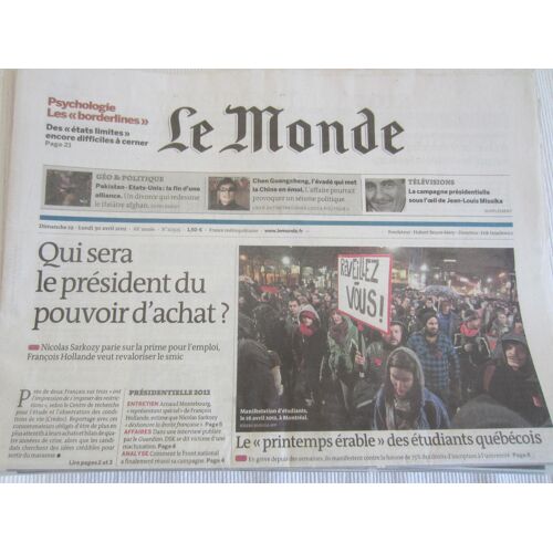 Televisions Le Monde N° 20925 Du 30/04/2012