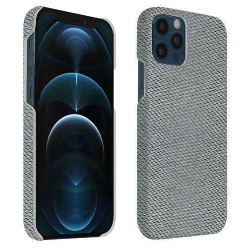 Coque iPhone 12 / 12 Pro Rigide Finition Tissu Anti-traces Lavable Gris clair