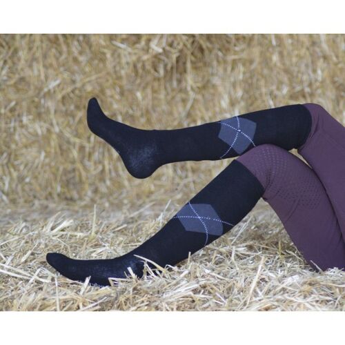 Chaussettes Equithème "Rhombus" - Couleur : Noir, Taille : 31-34 Sport: Équitation