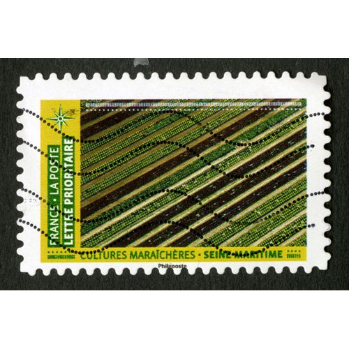 Timbre Oblitéré Cultures Maraîchères , Seine Maritime, France, La Poste, Lettre Prioritaire