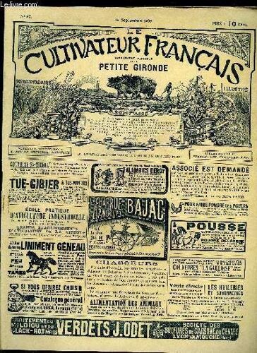 Le Cultivateur Francais - Première Année - N° 47 - Il Faut Taxer Les Eaux Minérales.M. Girard, Du Laboratoire Municipal De Paris, Indique Un Moyen De Frauder Les Vins. ¿ Le Déboisement Et ...