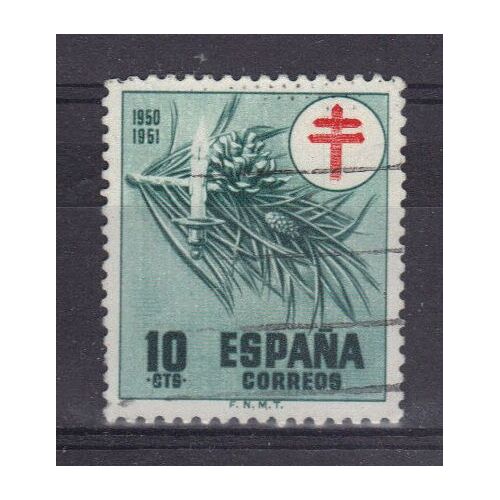 Espagne 1950 : Emis Au Profit Des Oeuvres Antituberculeuses : Bougie Et Rameau De Pin - Timbre Oblitéré