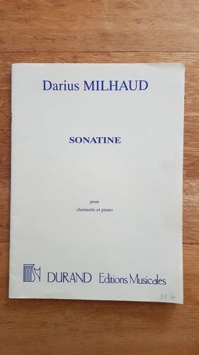 Sonatine Darius Milhaud Pour Clarinette Et Piano