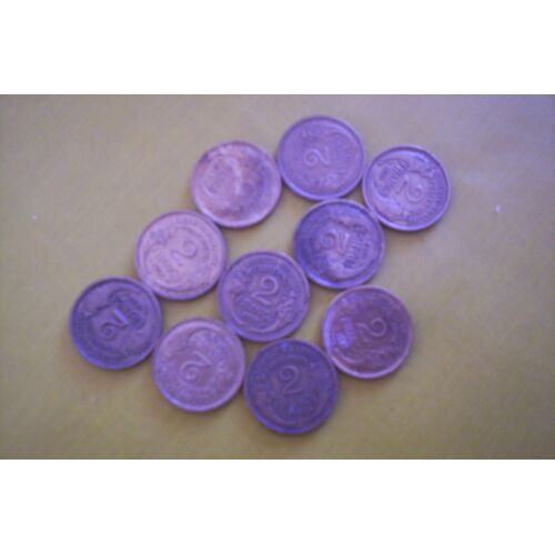 Lot De 10 Pieces  2 Francs Morlon Bronze- Alu