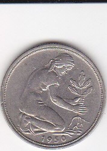 Pièce De 50 Pfennig De 1950 Lettre D