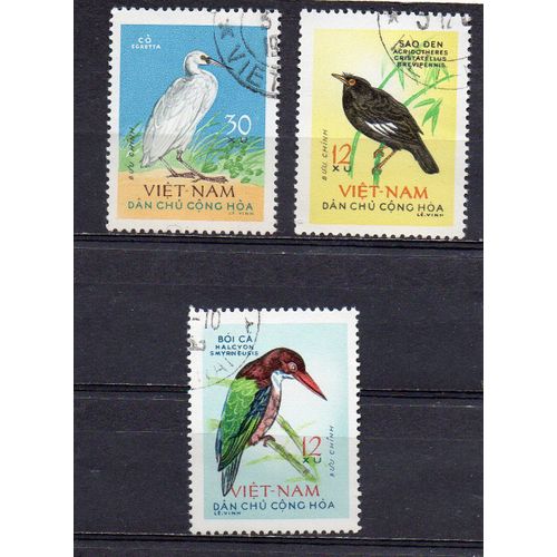 Vietnam- Lot De 3 Timbres Oblitérés- Oiseaux