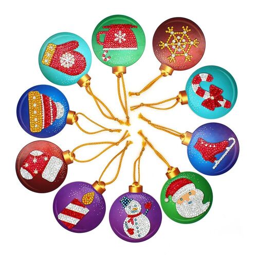 Peinture Diamant Pour Arbre De Noël, 10 Pièces, Bricolage, Pendentif, Perceuses Complètes, Forme Spéciale, Broderie, Décorations De Noël Pour La Maison
